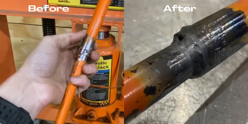 tig welder 205ds machine's result on jack metal before and after